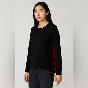 Harper Lane Mixed Media Sweater Black Plaid Back Detail Size XL NWT